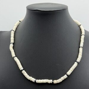 Vintage Puka Beads Beach Surfer Necklace White Sea Shell Jewelry Panama Jack 19"